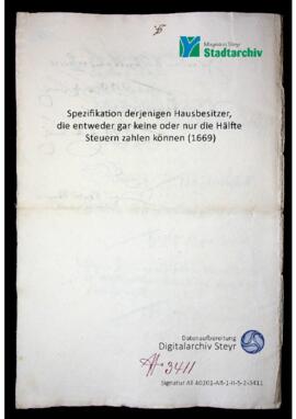 Spezifikation derjenigen Hausbesitzer, die entweder gar keine oder nur die Hälfte Steuern zahlen ...