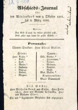Abschieds-Journal für den Winterkurs (4.3.1844)