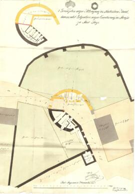 Brucknerplatz-Gilgentor: Abbruch des nordseitigen Teiles des Gilgentores, Grundriss von Joh. Benn...
