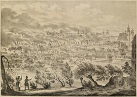 Lithografie: &quot;Der Brand von Steyer&quot; (ca. 1845)