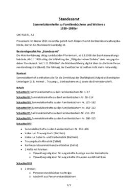 Sammelaktenhefte zu den Familienb&uuml;chern (1938-1980)