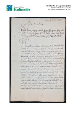 Instruktion für den Registrator und Stadtgerichts-Aktuar (1757)