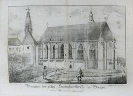 Stadtpfarrkirche, Lithografie von Joseph Löw (1830-1835)