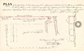 Damberggase 2, 4: Einreichplan, Errichtung einer Gartenlaube, Plan von Karl Hueber (04.04.1845)