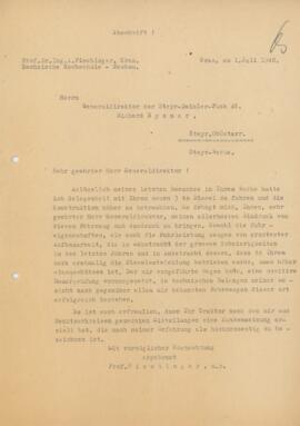 Brief von Prof. Pischinger an Generaldirektor Ryznar (01.07.1948)