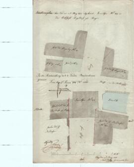 Sierninger Straße 34, 36, 37, 39: Abbruch des Frautores, Lageplan von Karl Stohl (04.03.1843)