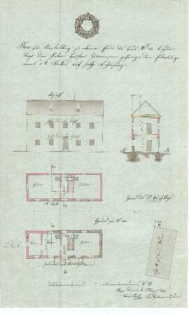 Wehrgrabengasse 18: Erweiterung und Aufstockung des Hauptgebäudes, Plan von Karl Stohl (13.03.1841)