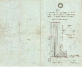 Mehlgraben 10: Dachausmittlung nach Brand, Grundrissskizze von Josef Huber (25.05.1842)