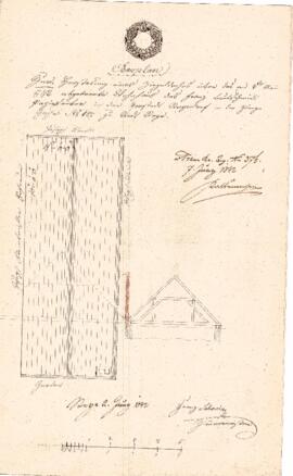 Gleinker Gasse 26: Dachausmittlung nach Brand, Plan von Franz Schania (02.06.1842)