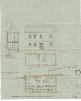 Sierninger Straße 67, 69: Errichtung des zweistöckigen Gebäudes, Plan von Gruber (18.06.1824)