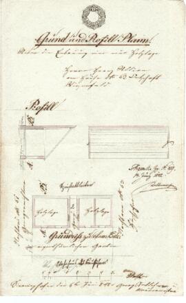 Wieserfeldplatz 16: Errichtung einer Holzlage, Plan von Georg Sacklehner (06.06.1842)