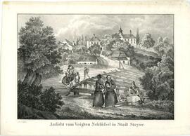 Lithografie "Ansicht vom Voigten Schl&ouml;ssel in Stadt Steyer" (um 1845)