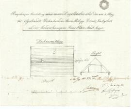 Sierninger Straße 58: Dachausmittlung nach Brand, Plan von Heinrich Börstlinger (20.05.1842)