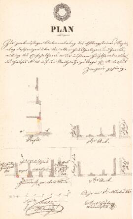 Stadtplatz 26: Einreichplan Breiterkerabmauerung, Plan von Karl Hueber (02.10.1845)