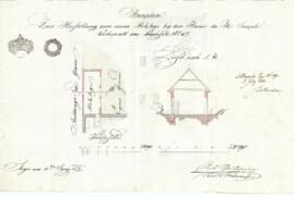 Wieserfeldplatz 26: Errichtung eines Nebengebäudes, Plan von Anton Schritpinter (13.06.1842)