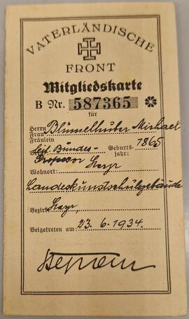 Mitgliedskarte der &quot;Vaterländischen Front&quot; (1934)