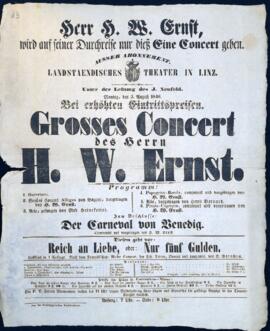 Grosses Concert des Herrn H. W. Ernst (Linz, 3.8.1816)