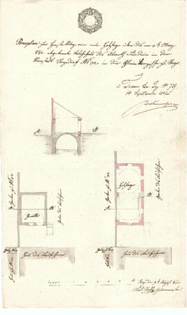 Gleinker Gasse 18: Errichtung einer Holzlage, Plan von Karl Stohl (09.08.1842)