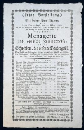 Menagerie und optische Zimmerreise (29.3.1827)