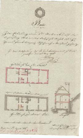 Mehlgraben 1: Aufstockung des Gebäudes, Plan von Karl Gruber jun. (01.04.1836)
