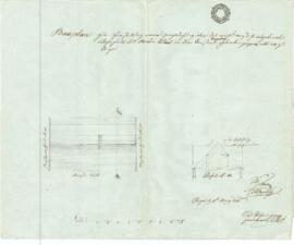 Gleinker Gasse 22: Dachausmittlung nach Brand, Plan von Sebastian Pühringer (08.05.1842)