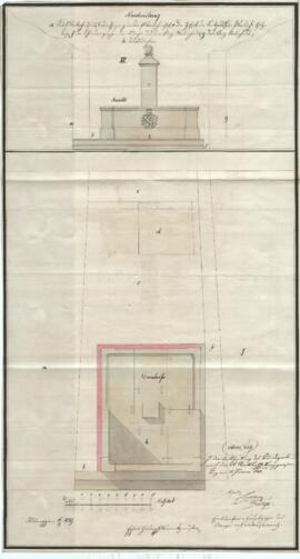 Haratzmüllerstraße 16: Errichtung eines öffentlichen Brunnens, Plan von Johann Haider (19.06.1839)