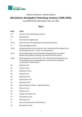 Wöntner, Marianne; Schinko, Eduard: Münichholz, Ramingdorf, Hinterberg, Hammer (1900-1950), unver...