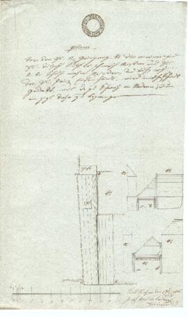 Sierninger Straße 6: Dachausmittlung, Plan von Josef Vorderbrunner (17.04.1833)