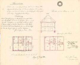 Wieserfeldplatz 18: Einreichplan, Wiederaufbau nach Brand, Plan von Michael Glinsner (15.07.1842)