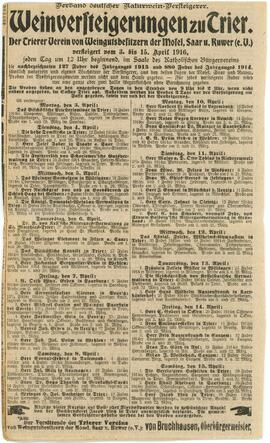 Weinversteigerungen zu Trier (3.-15. April 1916)