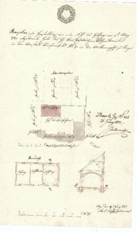 Mittere Gasse 13: Errichtung eines Nebengebäudes, Plan von Karl Stohl (14.06.1842)