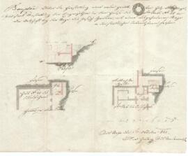 Frauenstiege 6: Errichtung einer Holzlage, Plan von Karl Hueber (01.10.1842)