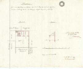Mittere Gasse 8: Errichtung einer Holzlage, Plan von Michl Glinser (04.08.1842)