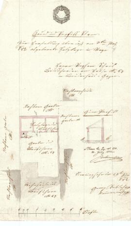 Sierninger Straße 42: Errichtung einer Holzlage, Plan von Georg Sackleher (27.06.1842)