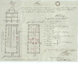Gleinker Gasse 16: Umbau des Hofgebäudes, Plan von Karl Hueber junior (11.06.1835)