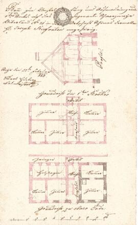 Schönau 21 (alte Adresse), Plan von Karl Hueber (22.02.1843)