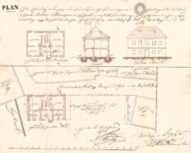 Michael-Blümelhuber-Straße: neues Hauses ggü. Schlüsselhofg. 55, Plan von Karl Hueber (30.07.1846)