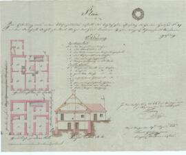Sierninger Straße 122:  Errichtung des Gebäudes, Plan von Karl Hueber junior (29.04.1836)