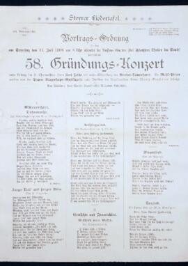 58. Gründungskonzert der Steyrer Liedertafel (11.7.1908)