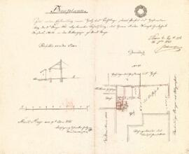 Mittere Gasse 22: Errichtung Nebengebäude und Abort, Plan von Wolfgang Schrattenholzer (09.09.1842)