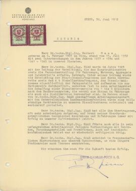 Arbeitszeugnis SDPAG (1952)