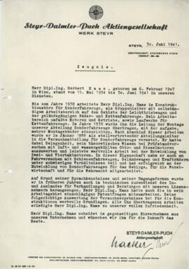 Arbeitszeugnis SDPAG (1941)