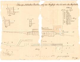 Zwischenbrücken 3, 4: Fluder- und Wehranlage an der Steyr, Plan von Pühringer (09.08.1830)
