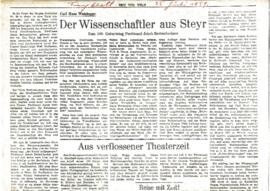 Watzinger, Carl Hans: Der Wissenschaftler aus Steyr. Zum 150. Geburtstag Ferdinand Jakob Redtenba...