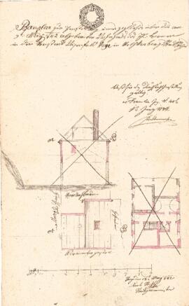 Mehlgraben 4: Einreichplan Aufstockung, Plan von Karl Stohl (18.05.1842)