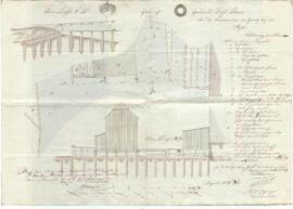 Gsangwasserwehr: Plan der Wehranlage, Plan von Sebastian Pühringer (18.10.1838)