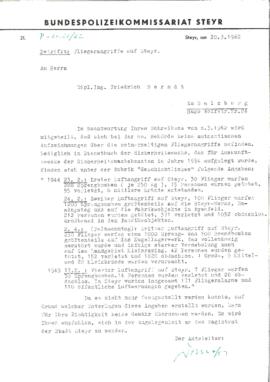 Polizeibericht über die Luftangriffe auf Steyr 1944 u. 1945