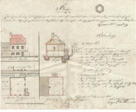 Schleifergasse 3: Erweiterung und Aufstockung der Schleife, Plan von Karl Gruber jun. (23.11.1836)