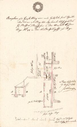 Sierninger Straße 45: Errichtung einer Schmiede, Plan von Karl Stohl (20.07.1842)
