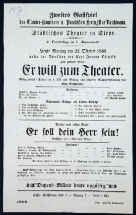 Er will zum Theater (23.10.1865)